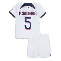 Paris Saint-Germain Marquinhos #5 Vieras Peliasu Lasten 2023-24 Lyhythihainen (+ Lyhyet housut)
